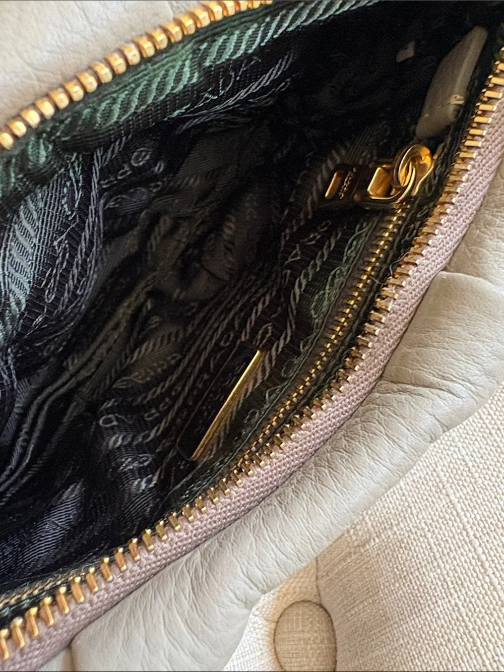 PRADA Gray Leather Wristlet pouch
